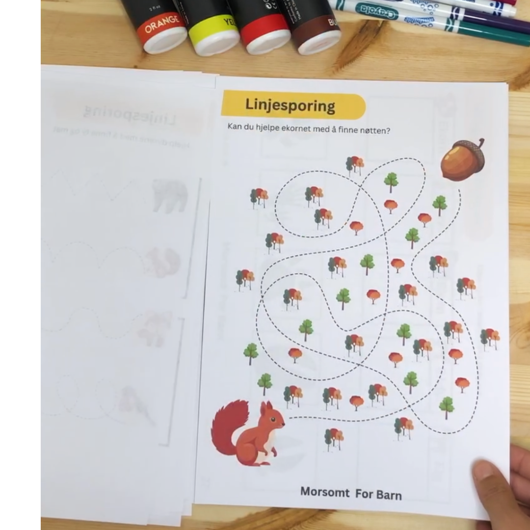 2 pakke - "Høst i skogen" Små Barn OG Junior aktivitetshefter - Fysisk produkt