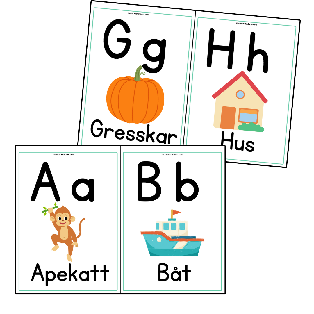 Alfabetplakater – Fargerike og pedagogiske bokstavplakater - Digital (PDF)