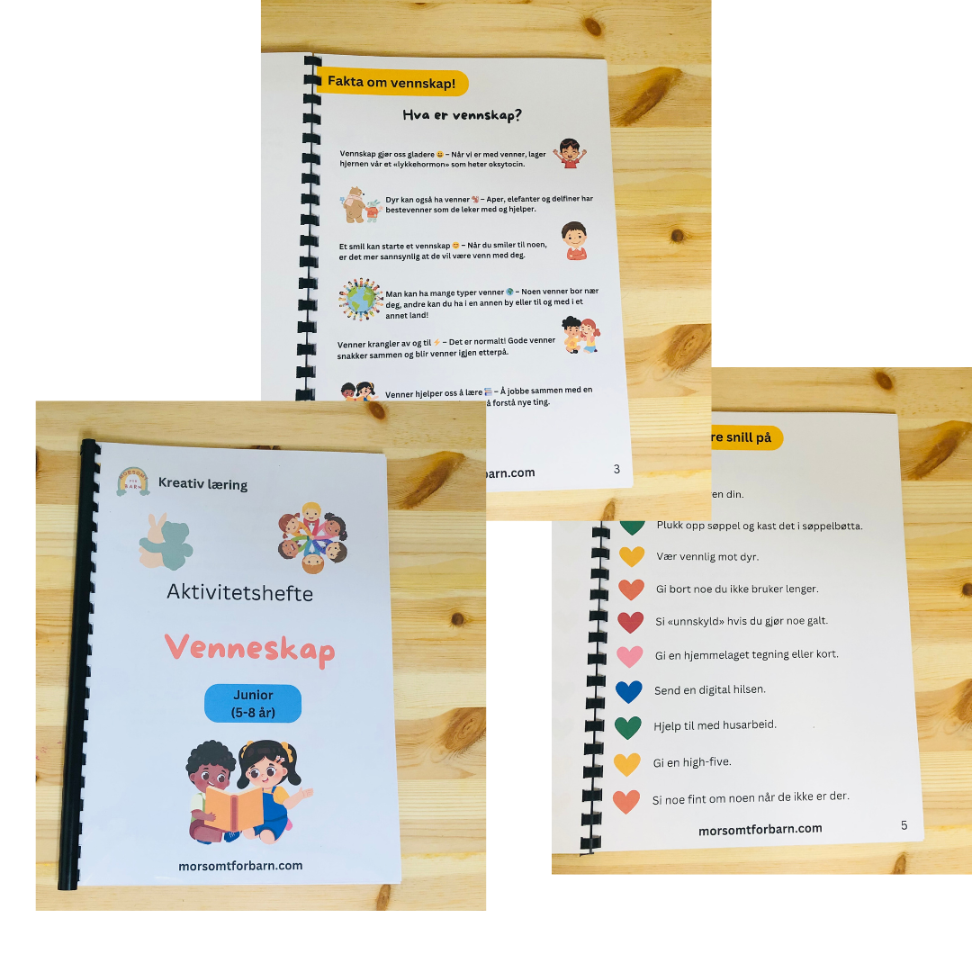 Aktivitetshefte om Vennskap - Junior (5-8år) - Fysisk og digital produkt