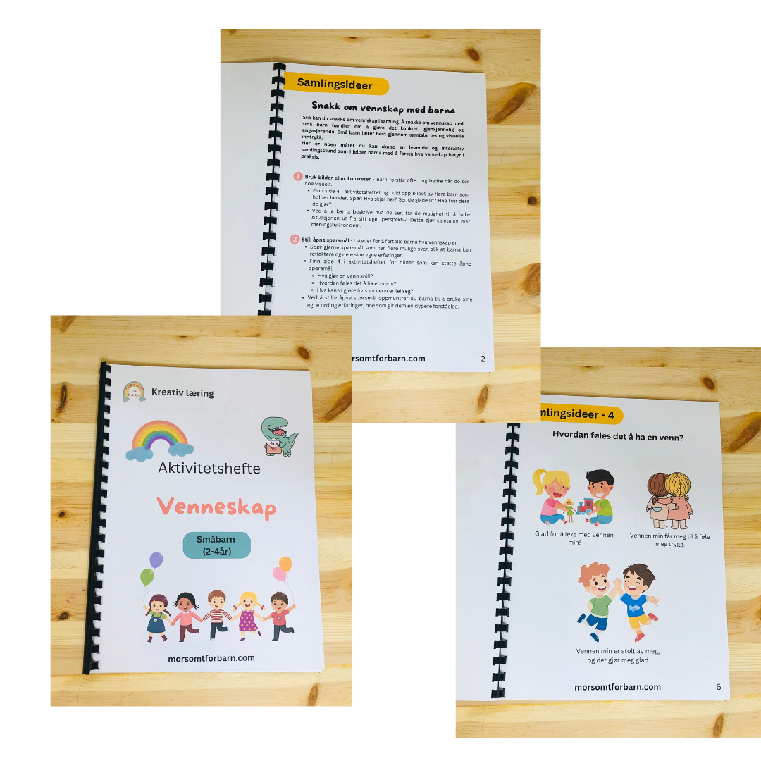 Aktivitetshefte om Vennskap - Småbarn (2-4år) - Fysisk og digital produkt