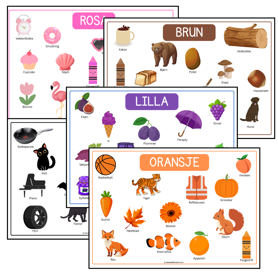 Farger i bilder – Pedagogiske A4-plakater - Fysisk produkt+Digital (PDF)