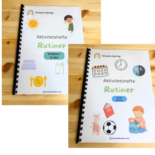2 pakke - "Rutiner" Små Barn OG Junior aktivitetshefter - Fysiske og digitale produkter