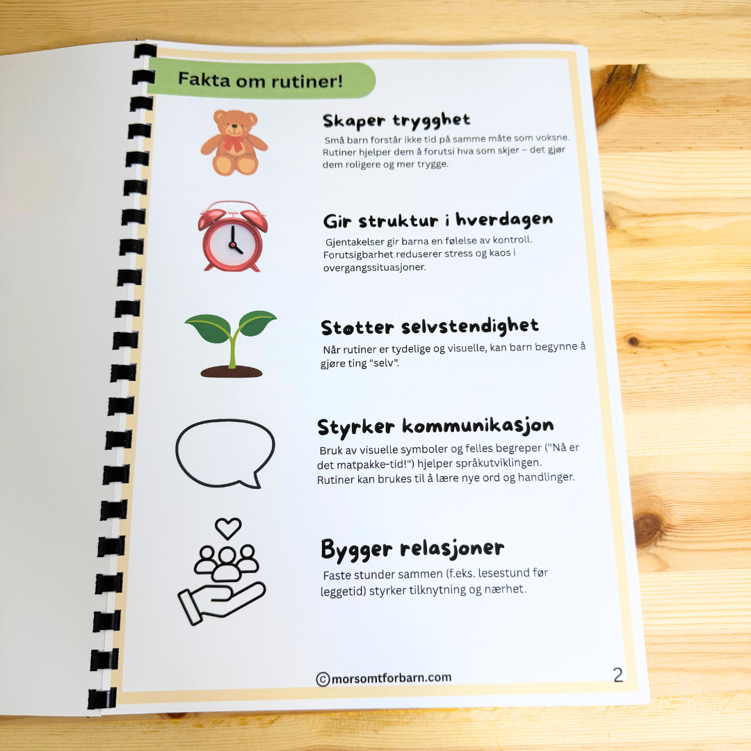 Aktivitetshefte "Rutiner" - Småbarn (2-4år) - Fysisk og digital produkt