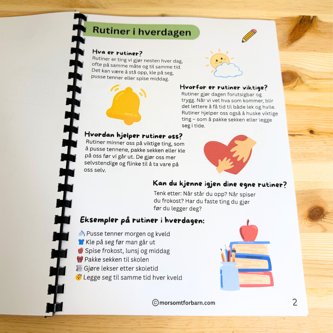 Aktivitetshefte "Rutiner" - Junior (5-8år) - Fysisk og digital produkt
