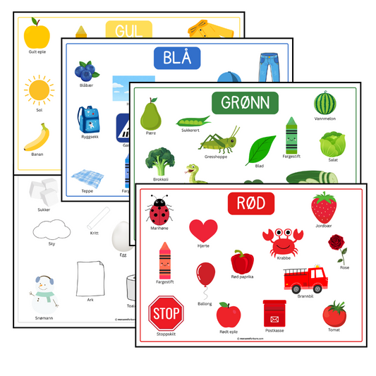 Farger i bilder – Pedagogiske A4-plakater - Digital (PDF)